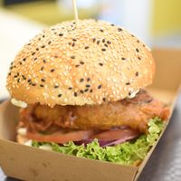 Phish burger at Gorilla Kitchen - Civic in Auckland