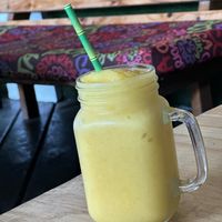 Ginger mango 🥭 smoothie- amazing !  at Falafel Bar in Manuel Antonio