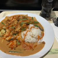 Wok vegetables with tofu in peanut saucee  at Haiky Asian Food in Munich