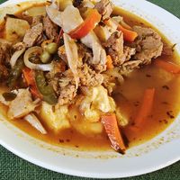 Main dish at Ayni Cacaoteria Cultural in Sucre
