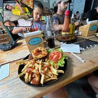Vegan burger with pineapple   at Brunch de Salento in Salento