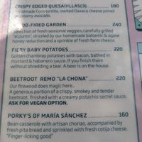 Menu at Sanchez in Playa Del Carmen