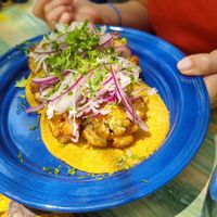 Cauliflower tacos (delish) at Sanchez in Playa Del Carmen