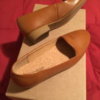 Tan pumps with low heel at MooShoes in New York City