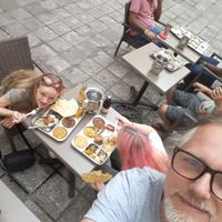 Enjoying our meal at Dhaba Beas at Dhaba Beas - Tynska in Prague