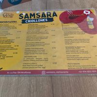 Menu at SAMSARA in Lima