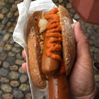 Dubbelworst with hot sauce  at Tofustand Freiburg - Maybe closed in Freiburg