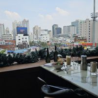 View from the rooftop bar (there is also a full rooftop one floor higher!) at On The Move in Seoul