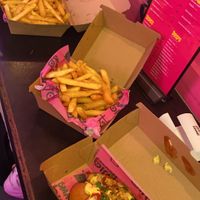 Burger and sausage roll  at Smashbird in Galway