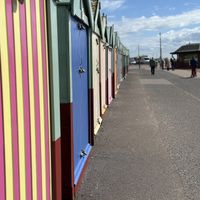 The obligatory Hove beach huts photo!  at Lex's Cafe in Hove