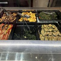 Grilled aubergines, roasted potatoes, pan-fried spinach & chicory, gratin peppers & courgettes   at BONA in Rome