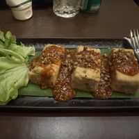 Home made tofu with peanut sauce (spicy!! 🌶️ ) #Veganuary at Mercy Republic in Bangkok