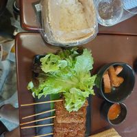 Bbq meat and sticky rice at Mercy Republic in Bangkok