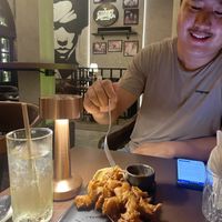 Curried battered banana blossomms  at Mercy Republic in Bangkok