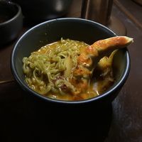 creamy tom yum noodles (portioned out)  at Mercy Republic in Bangkok