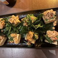 Stuffed tofu cubes, mild was chosen. Delicious   at Mercy Republic in Bangkok