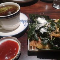 Deep fried eggplants with crispy lime leaves at Dana Vegan House in Hanoi