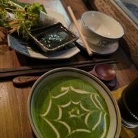 Green soup and spring rolls at Dana Vegan House in Hanoi