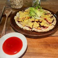 Beet root pizzaa  at Dana Vegan House in Hanoi