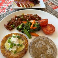 Chilli, veggies and pancakes at Forest Boutique in Thimphu