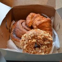 Cinnamon snail (amazing!), Donut and Croissant at The Cinnamon Snail in New York City