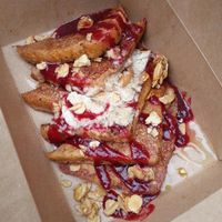 Breakfast toast (it tastes MUCH better than it looks!!) at The Cinnamon Snail in New York City