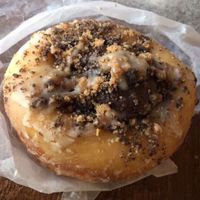 bourbon hazelnut donut.  at The Cinnamon Snail in New York City