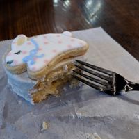 a cheezy cute eastern bunny cake at The Cinnamon Snail in New York City