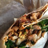 Chipotle seitan breakfast burrito at The Cinnamon Snail in New York City