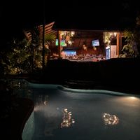 Pool at night   at Lost Iguana Resort in La Fortuna