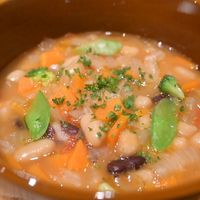 Vegan country-style vegetable and bean soup  at Cuillere in Hatsukaichi