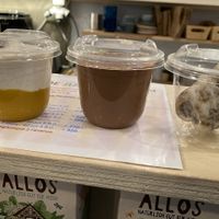 Mango cream dessert; chocolate mousse: date treat at Bio Fred in Geneva