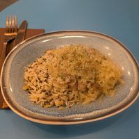 Dish of the day: small plate of cabbage with smoked tofu + rice/ quinoa mix at Bio Fred in Geneva