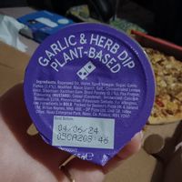 Vegan garlic and herb dip at Domino's Pizza in Castlebar