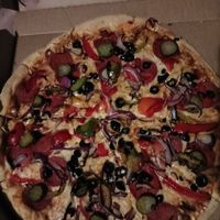Veggie supreme with pepperoni & gherkin at Domino's Pizza in Castlebar