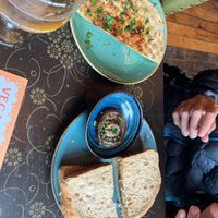 Saus s/w on brown, garlic flatbread side and mushroom  at Bordo Lounge in Carlisle