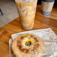 Everything Plant-Based Breakfast Sandwich, Iced Vanilla Latte with Almond Milk & Chai Tea Latte with Almond Milk  at Peet's Coffee in Marina Del Rey