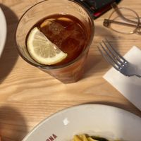 Homemade ice tea (very nice and naturally sweet)  at NONA Pasta in Brussels