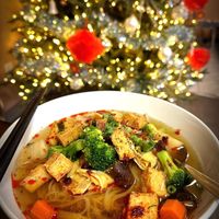 Spicy tofu & mushroom soupp  at Gia Dinh Pho and Vietnamese Cuisine in Anchorage