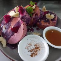 Dragon fruit pancakes  at O Baba Vegan in Denpasar