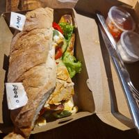 Tofu sandwich with cheese (ordered to collect) - huge portion! at O Baba Vegan in Denpasar