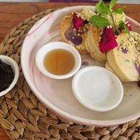 Pancakes again, eaten in, with extra chocolate at O Baba Vegan in Denpasar