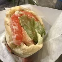 Falafel wrap with fried zucchini and potatoes   at Falafelo Street Food in Athens