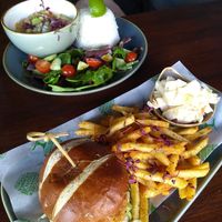 The Satay curry, and the "chicken" burger at The OakTree in Leigh-on-sea
