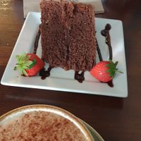 Chocolate hazelnut cake and mocha. Yum! at The OakTree in Leigh-on-sea