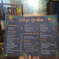 Menu neatly laminated at Satya Graha in Los Banos