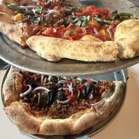 The veg farmer pizza and the spc both veganized    at Sonoma Pizza Co in Forestville