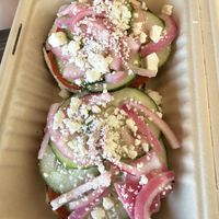 Mediterranean bagel  at Bageltopia in Berkeley