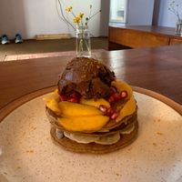 Pancakes with ice cream at Backwoods Bakery in Dharamshala