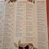 Menu at Little India - Spitfire in Christchurch